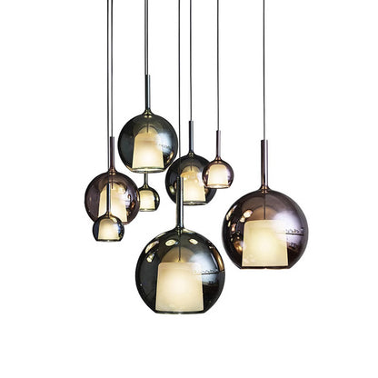 Italian minimalist glass multi-head LED chandelier