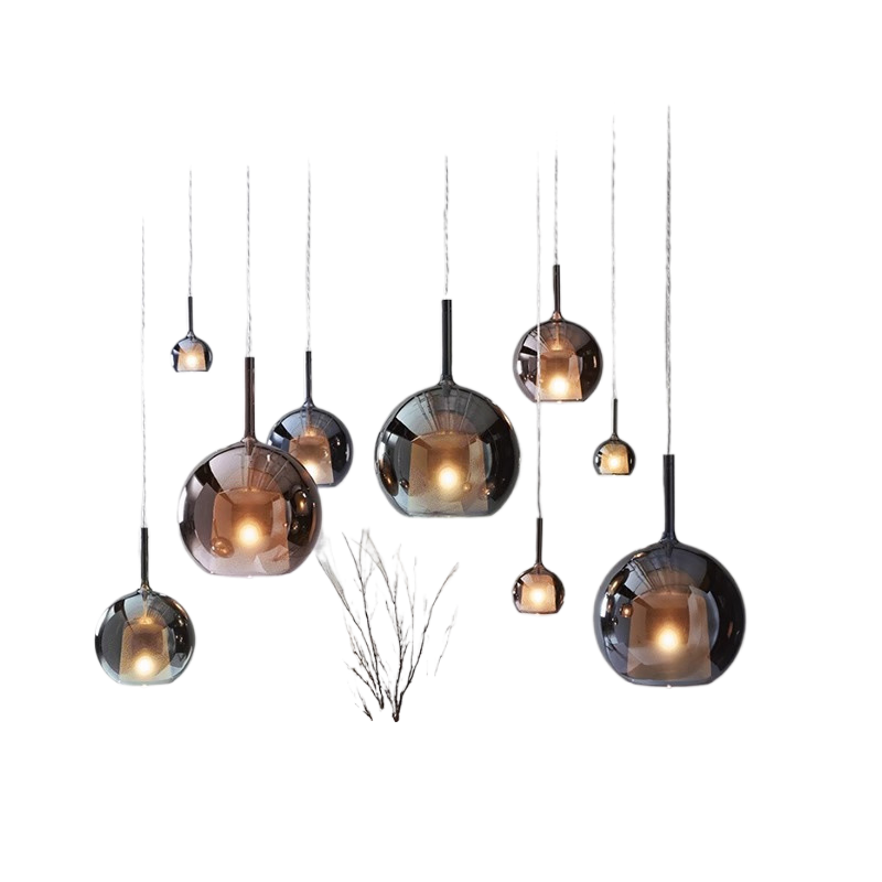 Italian minimalist glass multi-head LED chandelier
