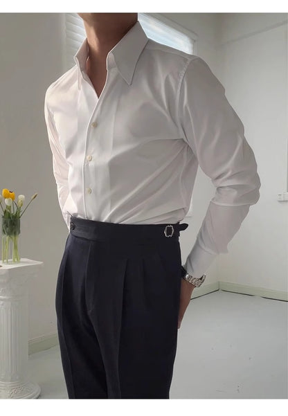 Italian One-Collar Shirt, Casual Business Bamboo Fiber Non-Iron Shirt