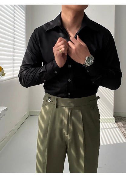 Italian One-Collar Shirt, Casual Business Bamboo Fiber Non-Iron Shirt