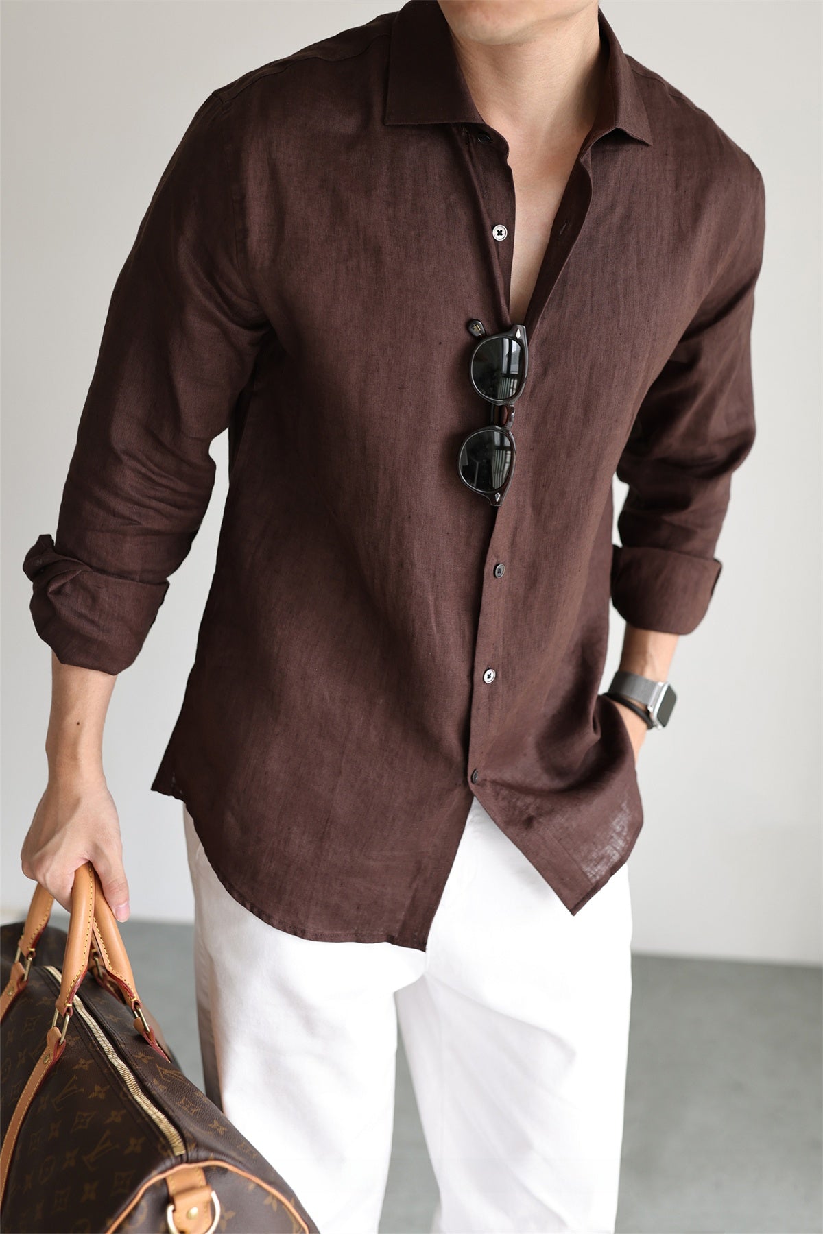 Italian Style Pure Linen Long Sleeve Shirt for Men