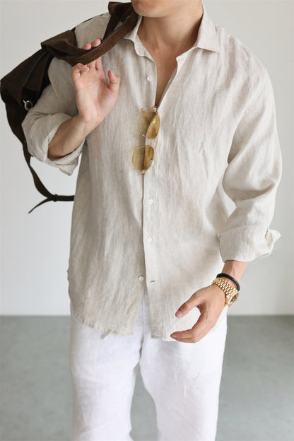 Italian Style Pure Linen Long Sleeve Shirt for Men