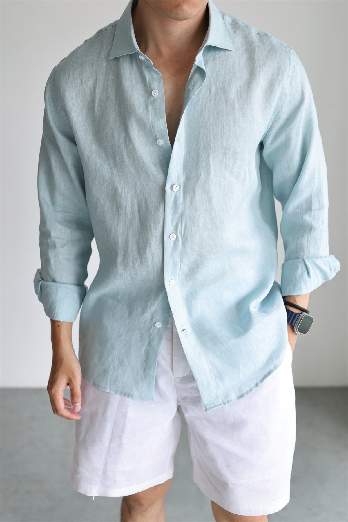 Italian Style Pure Linen Long Sleeve Shirt for Men