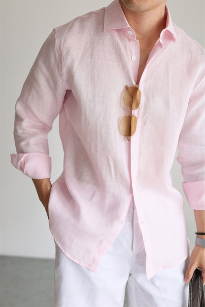 Italian Style Pure Linen Long Sleeve Shirt for Men