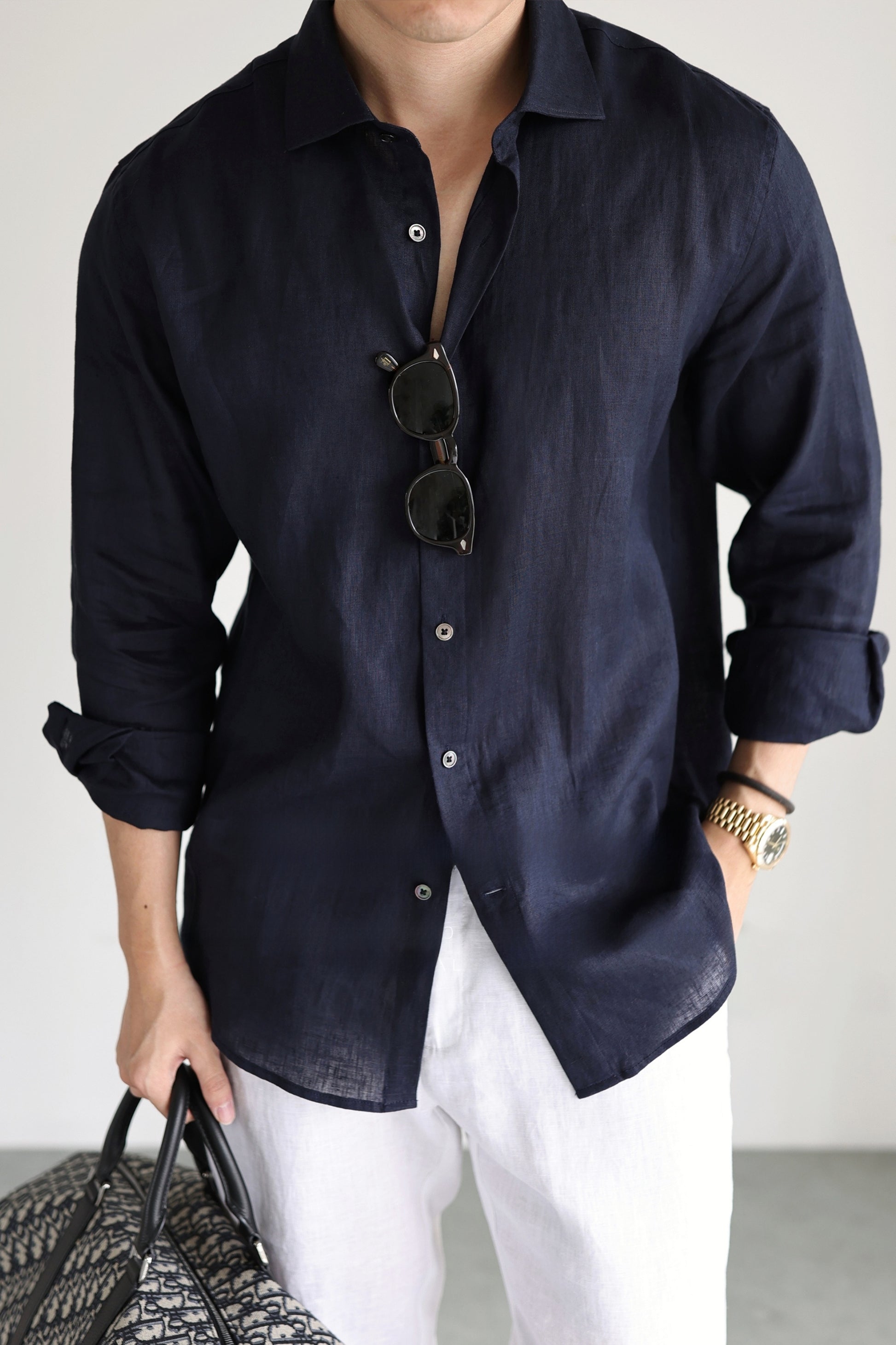 Italian Style Pure Linen Long Sleeve Shirt for Men