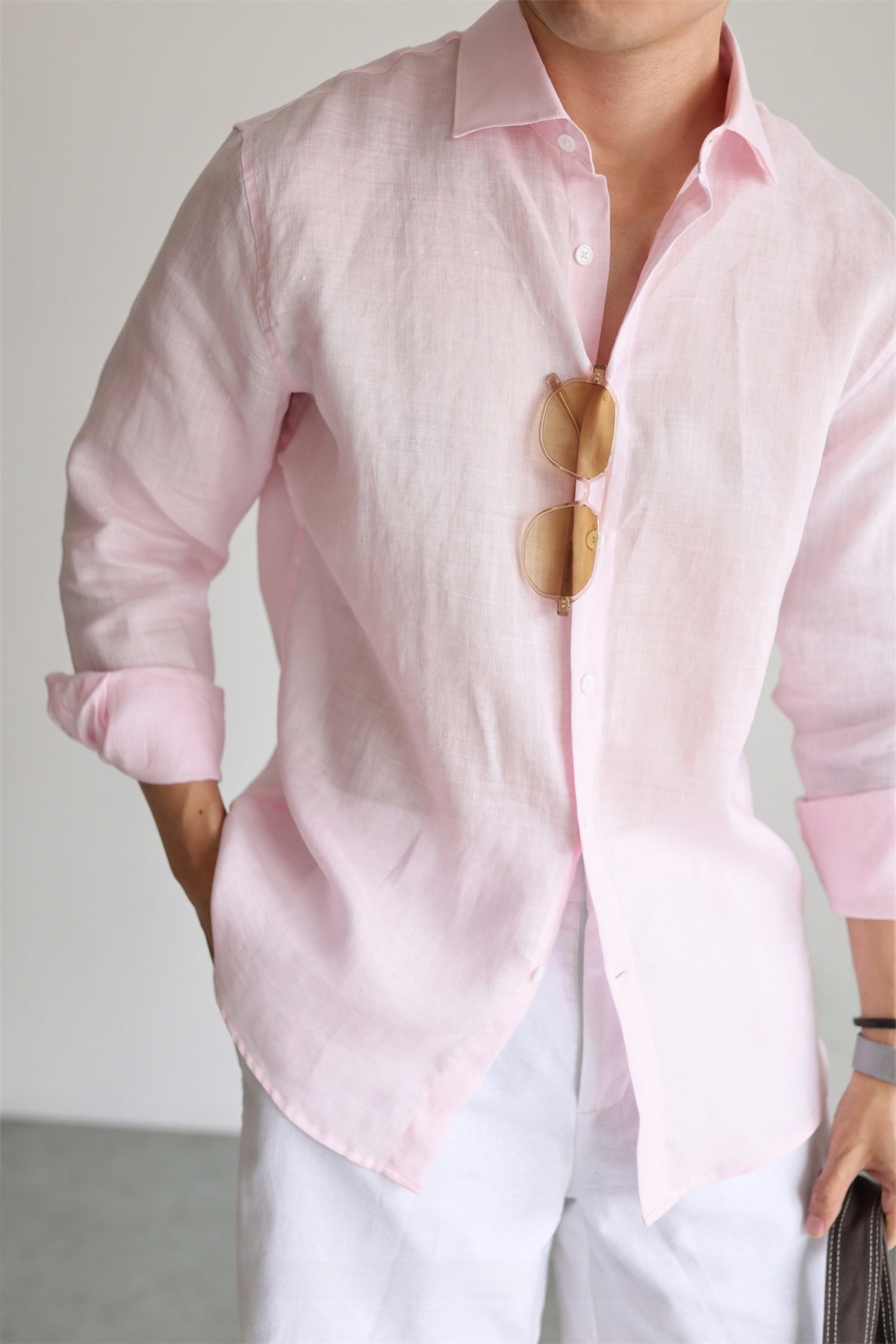 Italian Style Pure Linen Long Sleeve Shirt for Men