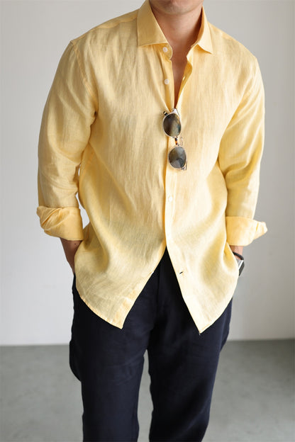 Italian Style Pure Linen Long Sleeve Shirt for Men