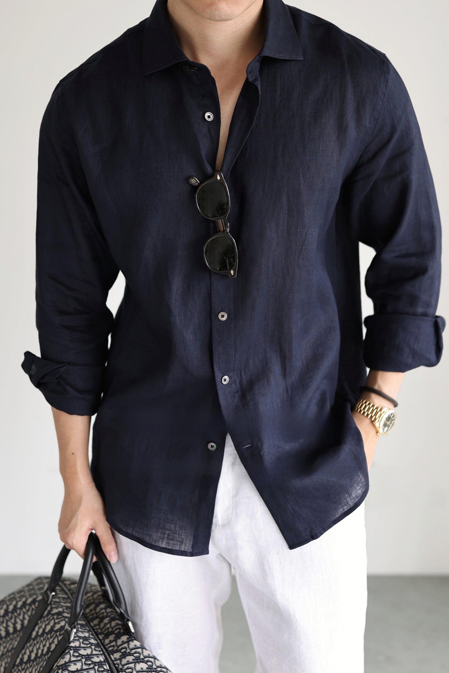 Italian Style Pure Linen Long Sleeve Shirt for Men