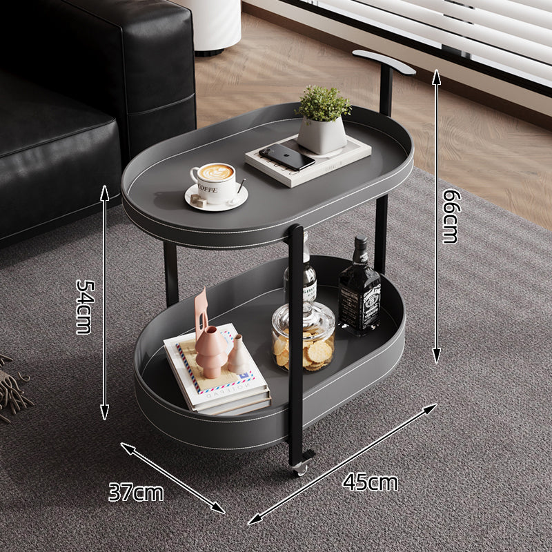 Italian-Style Sofa Side Table with Wheels and Storage