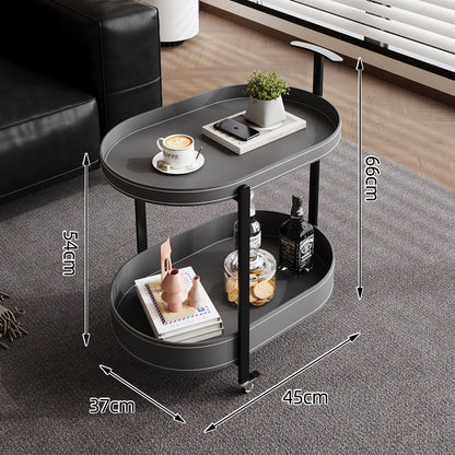 Italian-Style Sofa Side Table with Wheels and Storage