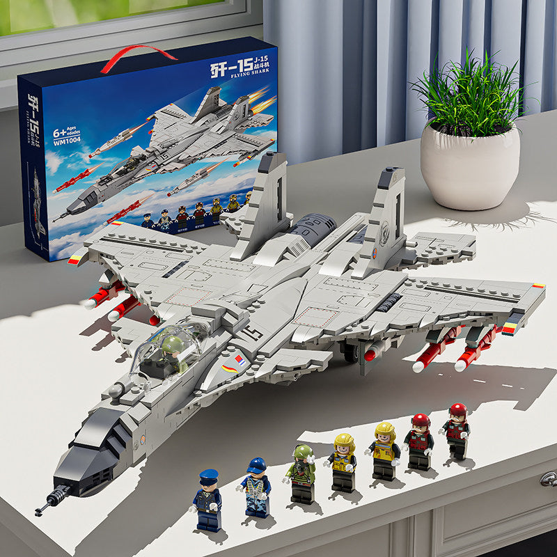 J-15 Fighter Jet Building Blocks Set with Minifigures and Missiles