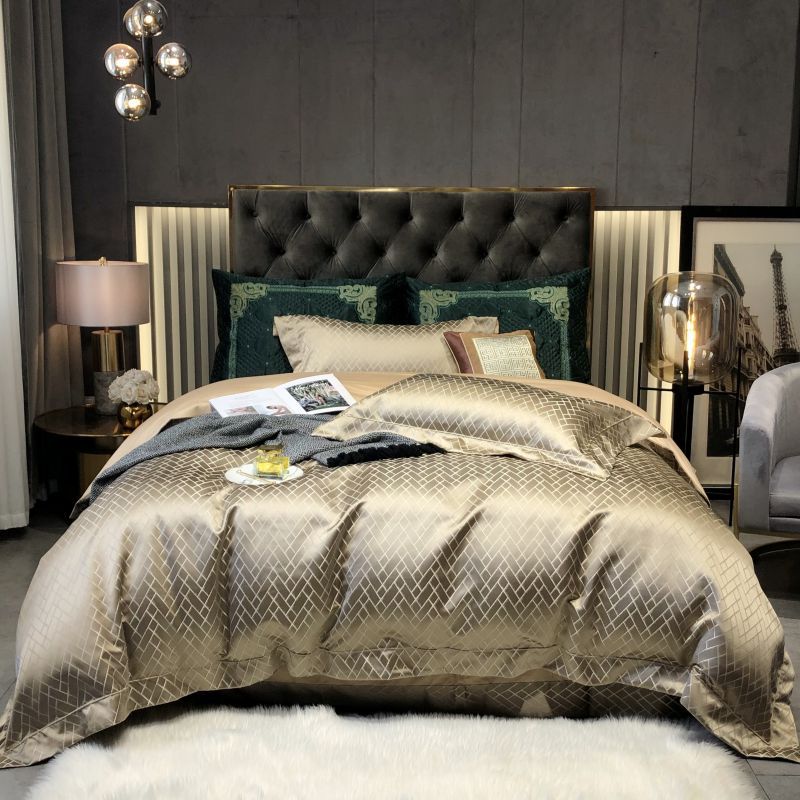 Jacquard Cotton Fitted Bed Sheet Set Baroque Pattern
