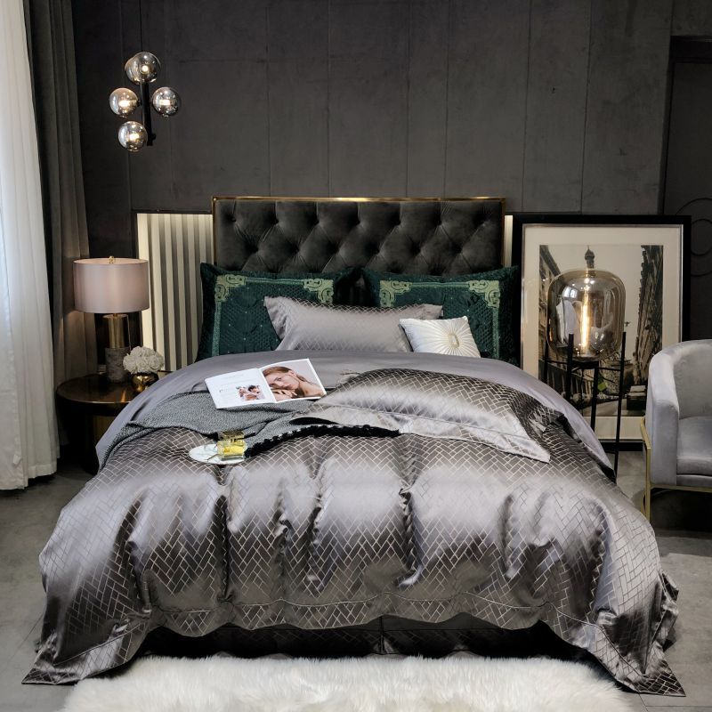 Jacquard Cotton Fitted Bed Sheet Set Baroque Pattern