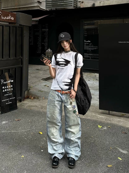 Jacquard Knit Sweater Short Sleeve T-Shirt