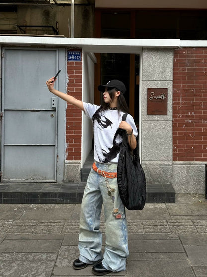 Jacquard Knit Sweater Short Sleeve T-Shirt