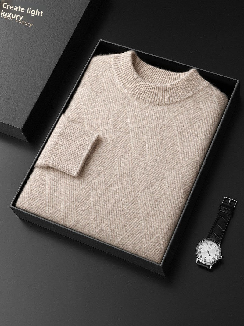 Jacquard knitted wool sweater