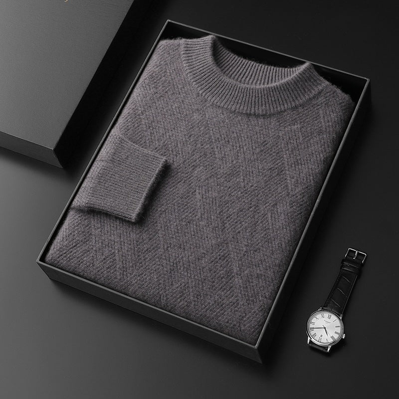 Jacquard knitted wool sweater
