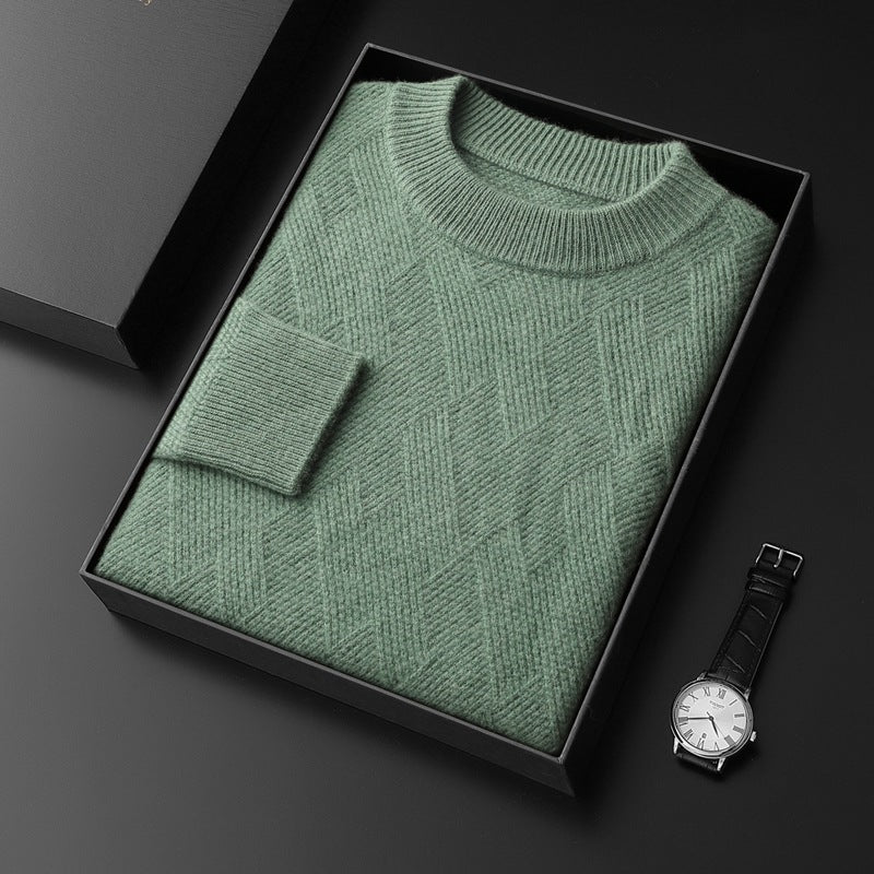 Jacquard knitted wool sweater