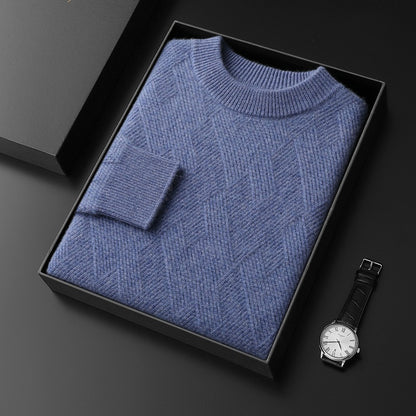 Jacquard knitted wool sweater