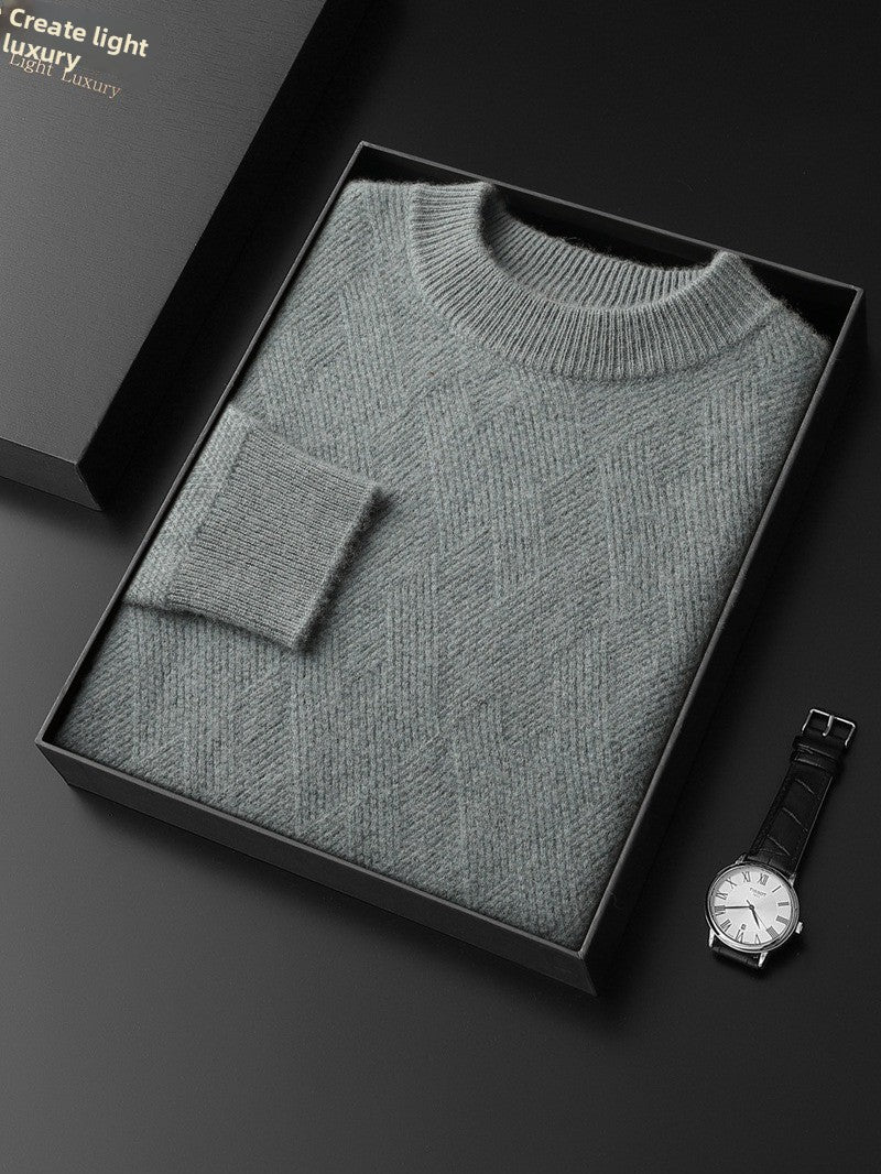 Jacquard knitted wool sweater