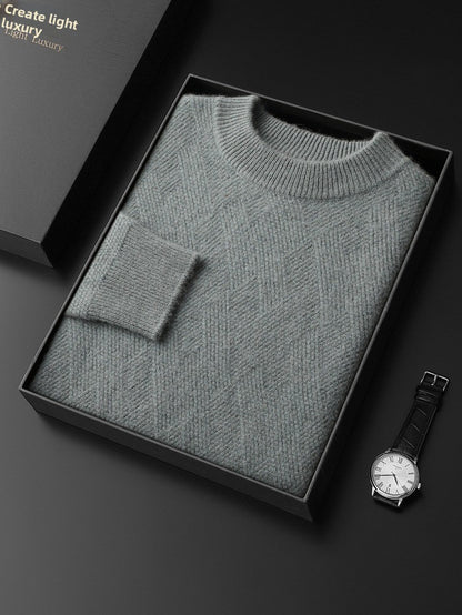 Jacquard knitted wool sweater