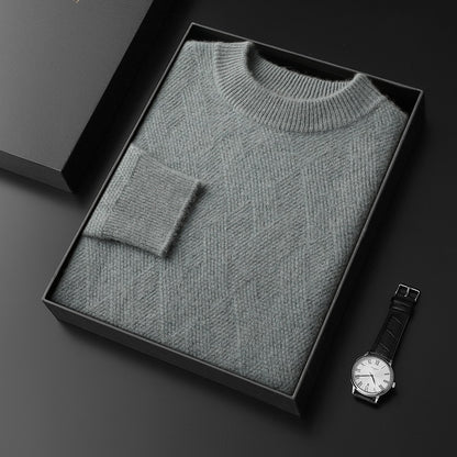 Jacquard knitted wool sweater