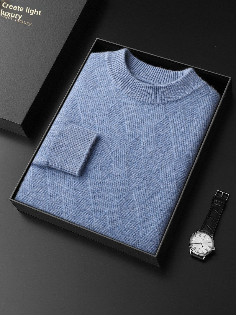 Jacquard knitted wool sweater