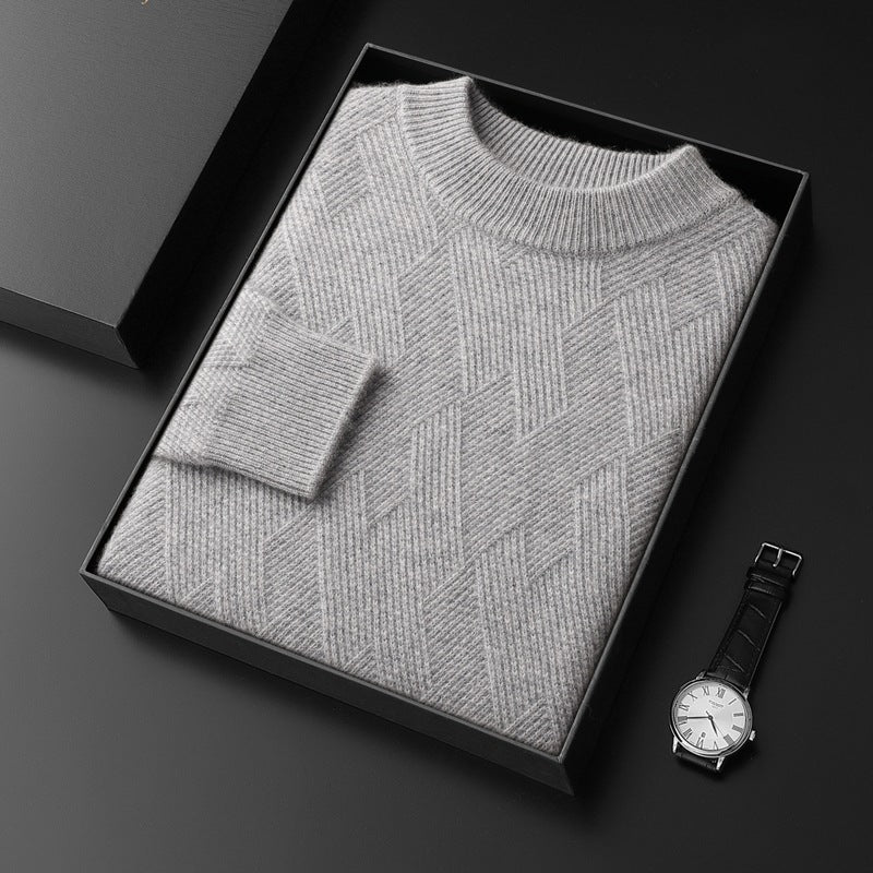 Jacquard knitted wool sweater