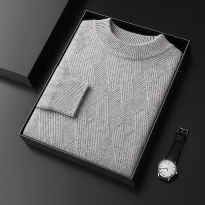 Jacquard knitted wool sweater
