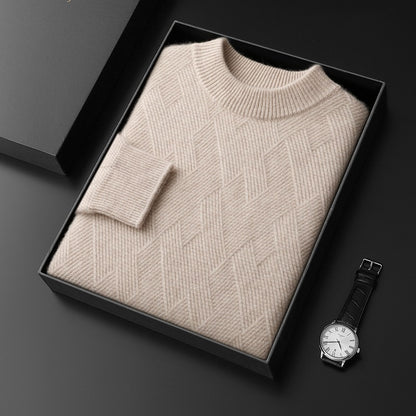Jacquard knitted wool sweater