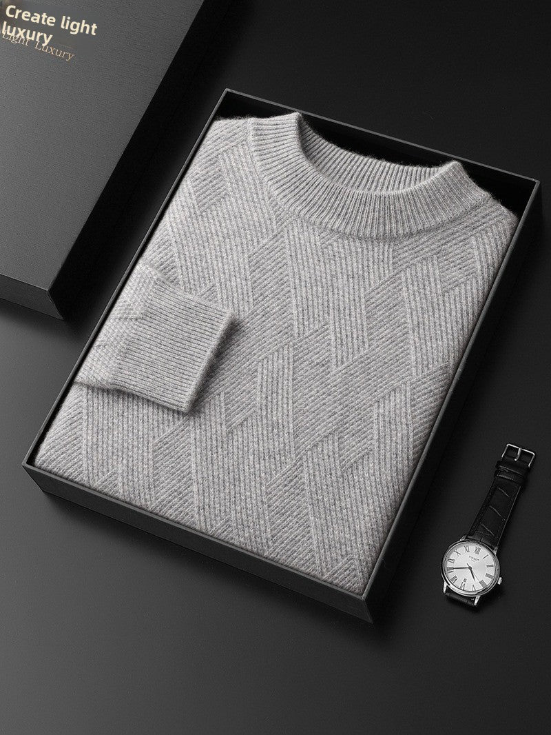 Jacquard knitted wool sweater