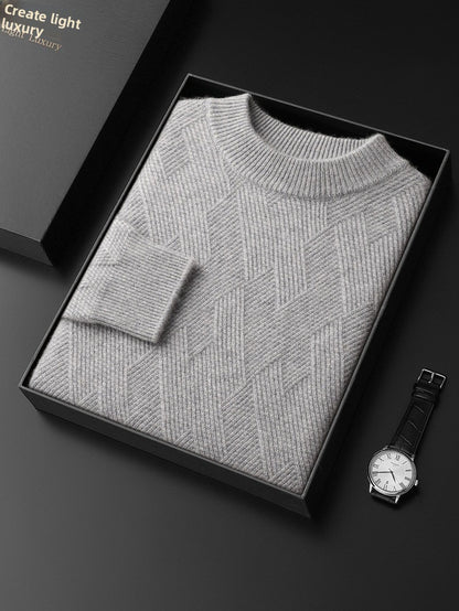 Jacquard knitted wool sweater