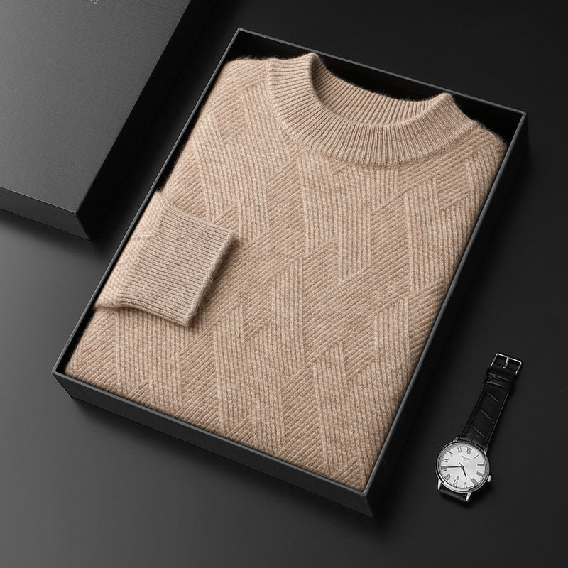 Jacquard knitted wool sweater