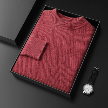Jacquard knitted wool sweater