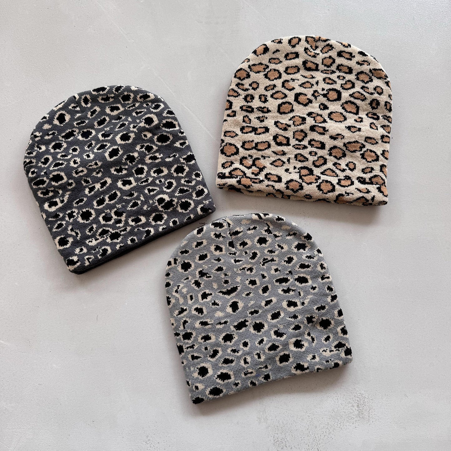 Jacquard Leopard Print Acrylic Knit Beanie