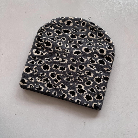 Jacquard Leopard Print Acrylic Knit Beanie