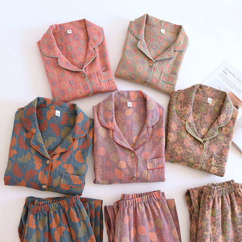 Jacquard Pajamas Set Long Sleeve Home Wear