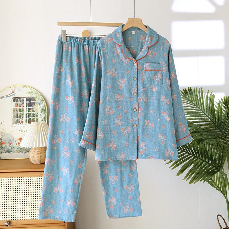 Jacquard Pajamas Set Long Sleeve Home Wear