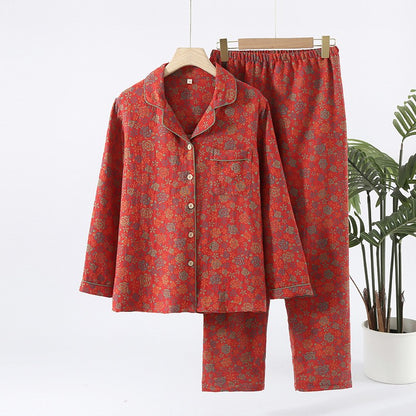 Jacquard Pajamas Set Long Sleeve Home Wear