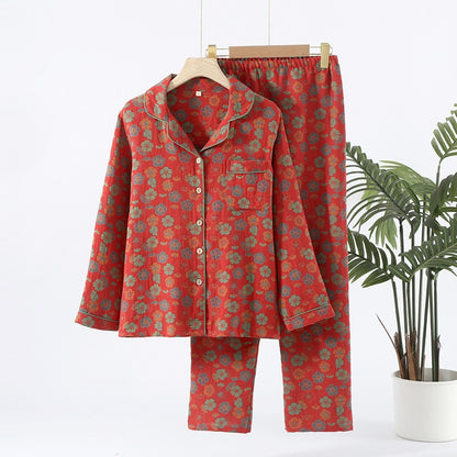 Jacquard Pajamas Set Long Sleeve Home Wear