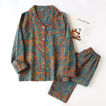 Jacquard Pajamas Set Long Sleeve Home Wear