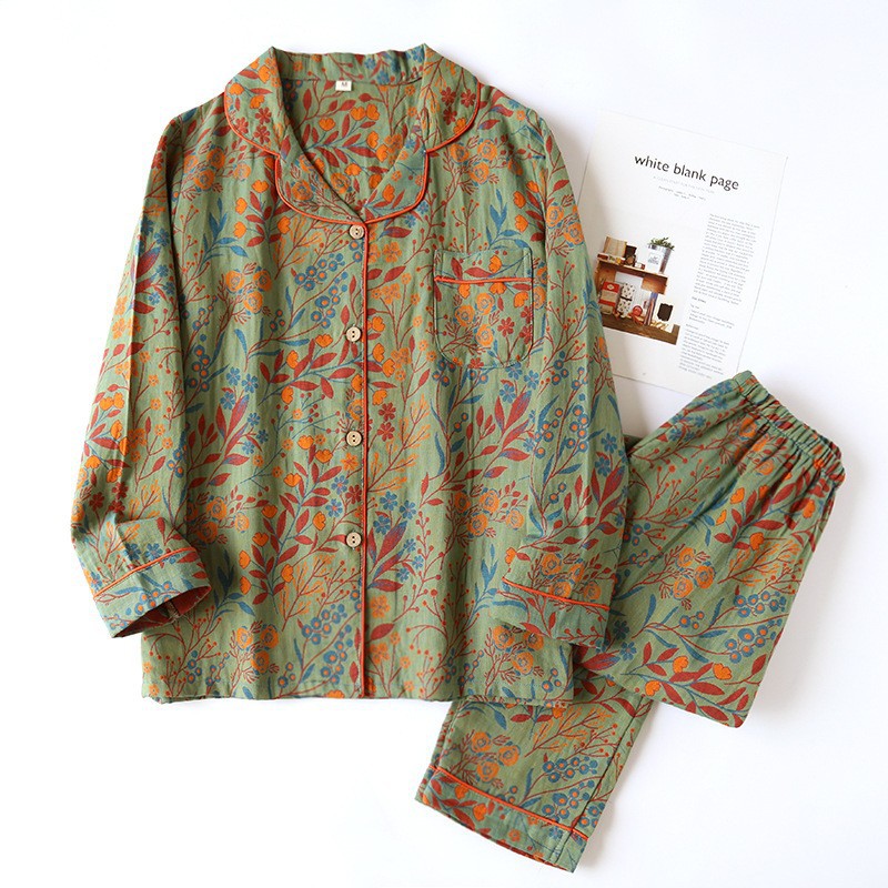 Jacquard Pajamas Set Long Sleeve Home Wear