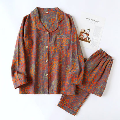 Jacquard Pajamas Set Long Sleeve Home Wear