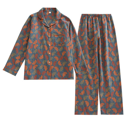 Jacquard Pajamas Set Long Sleeve Home Wear