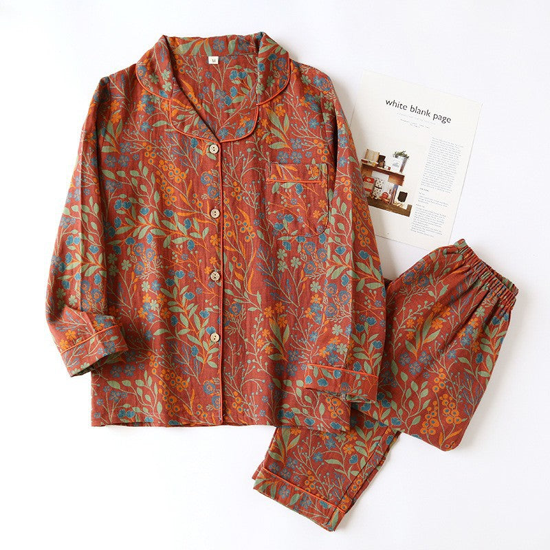 Jacquard Pajamas Set Long Sleeve Home Wear