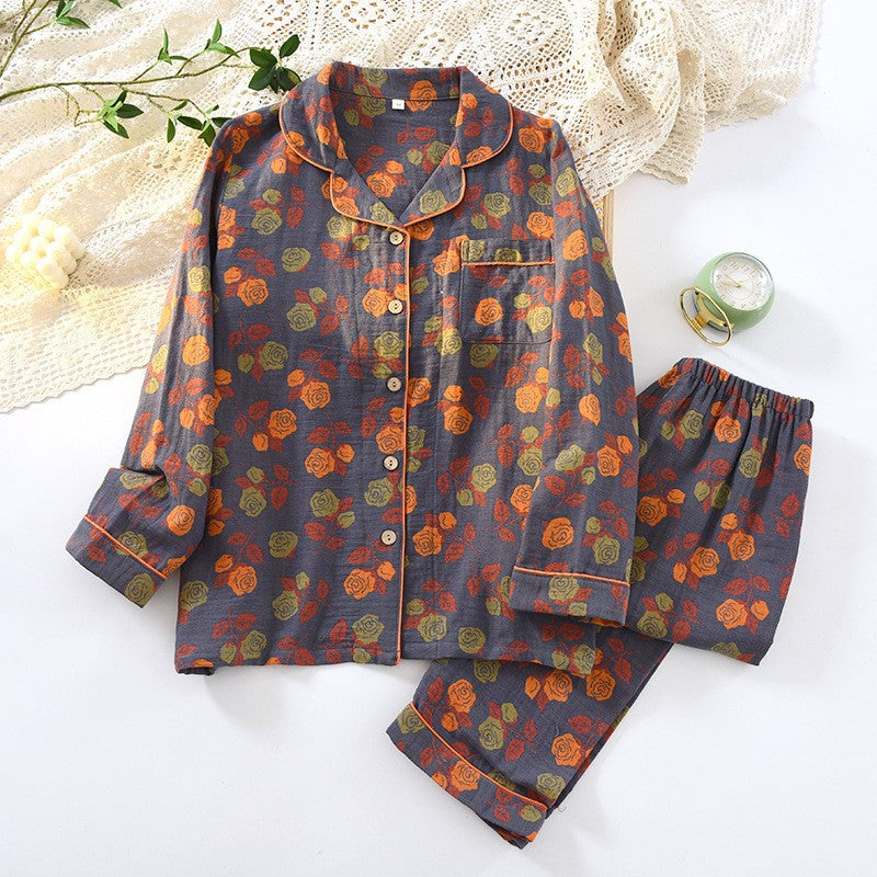 Jacquard Pajamas Set Long Sleeve Home Wear