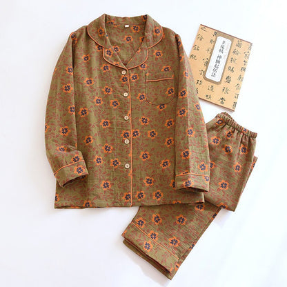 Jacquard Pajamas Set Long Sleeve Home Wear