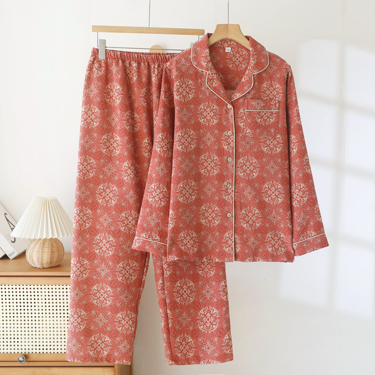 Jacquard Pajamas Set Long Sleeve Home Wear