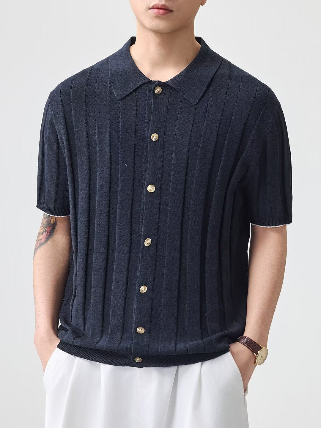 Jacquard Retro Luxury Knitted Polo Shirt