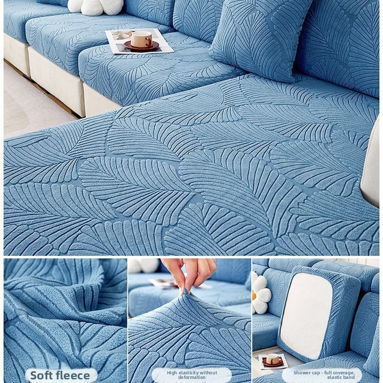 Jacquard Velvet Elastic Sofa Cover Set with Anti-Slip Protection